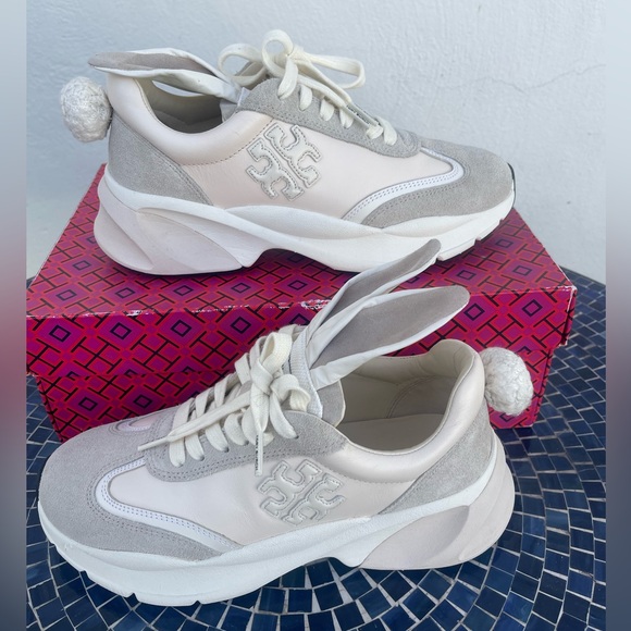 Tory Burch Shoes - 🐰Tory Burch Good Luck Rabbit Plush Trainer Sneakers Cream US 7 NIB
